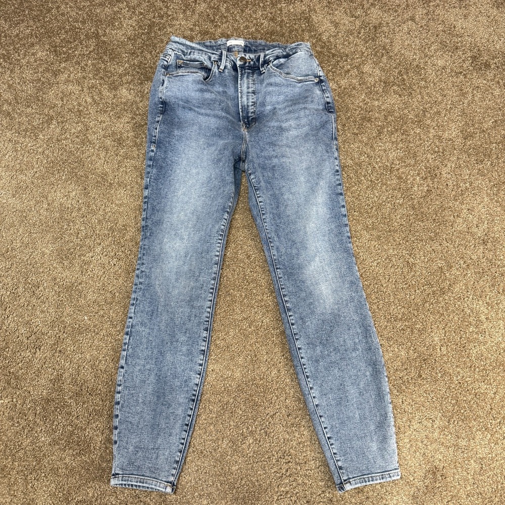 Good American Ultimate Tapered Jeans High Rise Blue Denim GW873T Womens 16